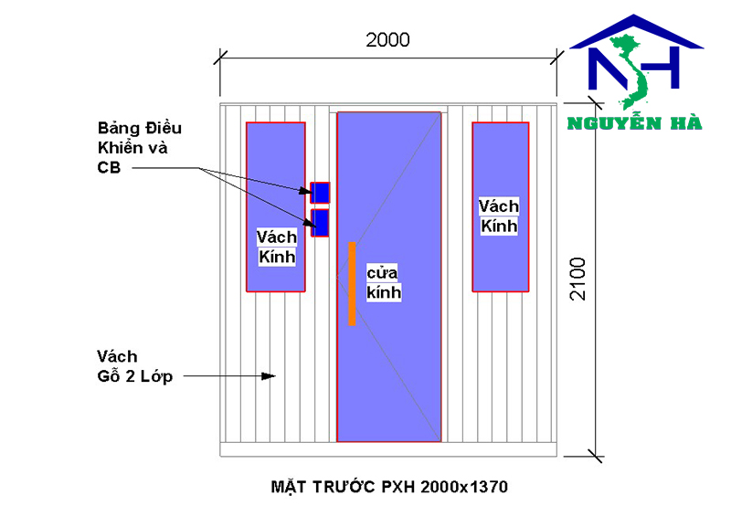 Mặt Đứng phòng xông hơi khô 2000x1370 NH-SN23